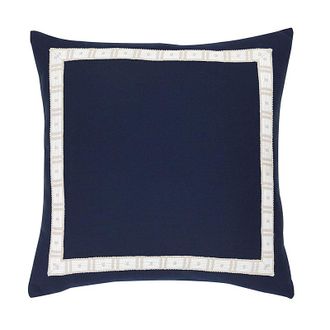 Ballard Designs Applique Trim Sunbrella Outdoor Pillow - Canvas Navy 20 x 20 - Ballard Designs