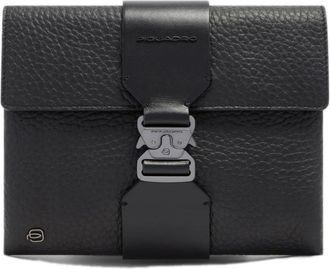 Piquadro Tassen, Heren, Zwart, ONE Size, Leer, Leren Clutch met Rauwgesneden Randen