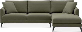 Castlery Lena Chaise Sectional Sofa Right Facing Customized, (Performance Fleece) Moss (Matte Black Legs), Spill Resistant, Removable Covers for Castlery