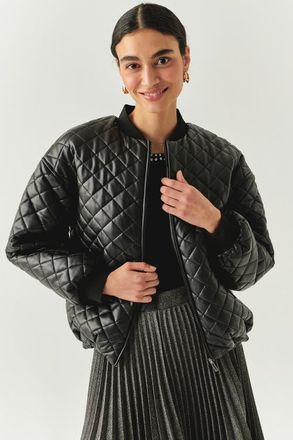 Exquise Dulce Quilted Faux Leather Jacket in Black at Nordstrom, Size X-Small