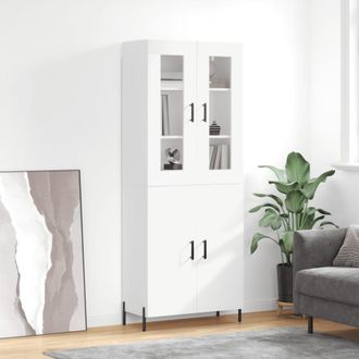 vidaXL Vidaxl - Aparador Alto Madera Contrachapada Blanco 69,5x34x180 Cm