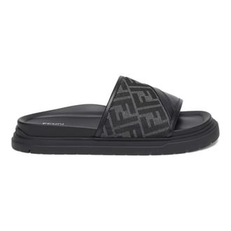 Fendi Sliders, male, Black, Size: 8 US Padded Band Sandals