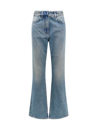 Givenchy Cotton Boot Cut Jeans With 4g Chain-Donna
