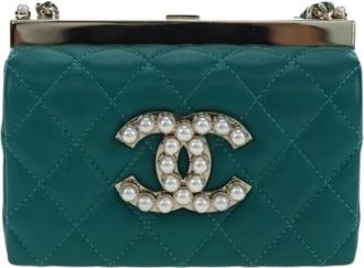 Chanel Pre-owned Vintage Mini Shoulder Bag - Dames - Vintage Mini Tas - Groen - ONE Size - Leer - Vintage