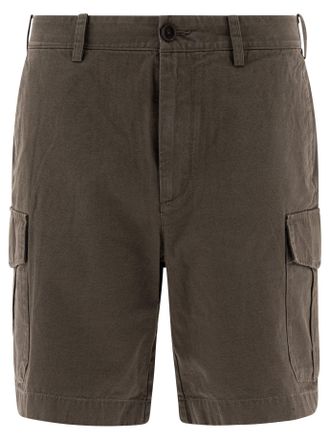 Vince Cotton And Linen Cargo Shorts Verde-Uomo