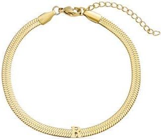 Adornia 18k Gold Plated Initial Herringbone Chain Bracelet in Gold-R at Nordstrom Rack