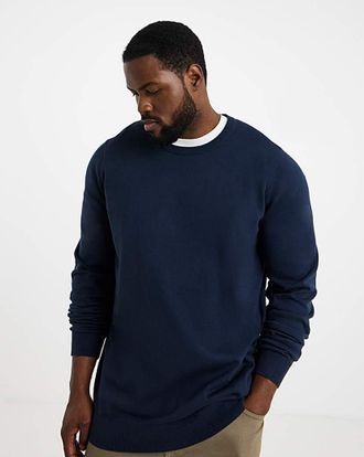 Jacamo Cotton Crew Neck Knitted Jumper