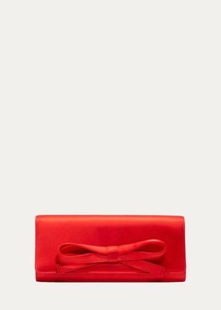 Carolina Herrera Margaret Bow-Front Satin Clutch Bag