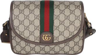 Gucci Beige, Brown Canvas Web Studded Mini Ophidia (Authentic Pre-Loved)
