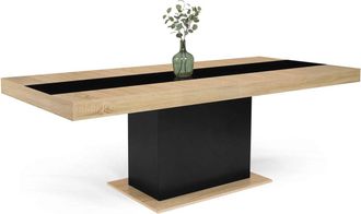 IDMarket Tavolo Da Pranzo Rettangolare Allungabile Eden 6-10 Persone In Legno E Fascia Centrale Nera 160-200 Cm