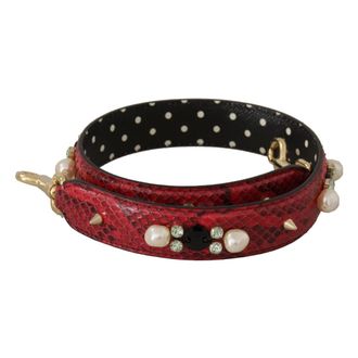Dolce & Gabbana Correa de hombro para bolso de cuero ex&oacute;tico rojo con cristales - Bags - Mujer - Rojo - ONE SIZE