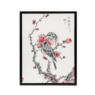Artery8 Pine Bunting & Plum Tree Japanese Framed Canvas Wall Art Print Kashu | Size: W24 x H32