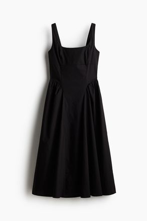 H&M Popelinekleid mit Bindeg&uuml;rtel - Schwarz