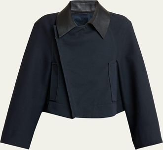 Givenchy Leather-Collar A-Line Cocoon Coat