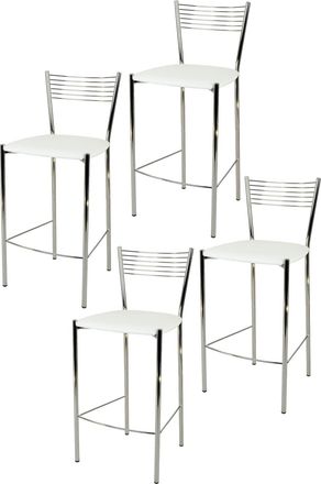 Tommychairs Tommychairs 4 Taburetes Elegance Acero Cromado Asiento Polipiel Blanco