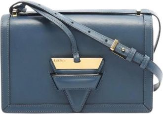 Loewe Pre-owned Cross Body Bags, female, Blue, Size: ONE SIZE Pre-owned Barcelona Leather Shoulder Bag