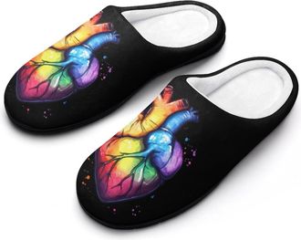 Generic Beautiful Watercolour Heart Organ Human Womens Slippers Warm House Slippers Indoor House Shoes with Anti-Skid Rubber Sole