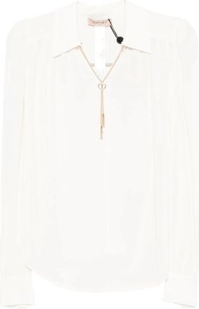 Twinset Witte Chain-Embellished Polo Sweater - Dames - Blouses - Wit - L - Overhemden