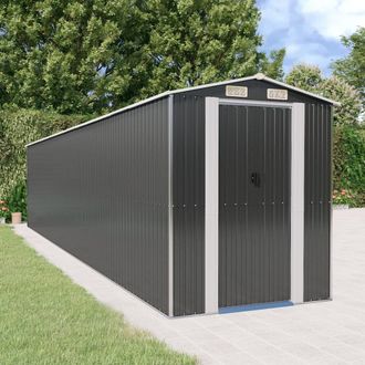 Berkfield Home Garden Shed Anthracite 192x938x223 cm Galvanised Steel in Black | Size: 192 x 938 x 223 cm