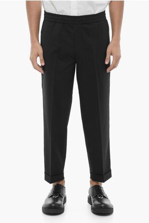 Neil Barrett Pantaloni REM Slim Fit a Vita Bassa con Elastico in Vita in zwart