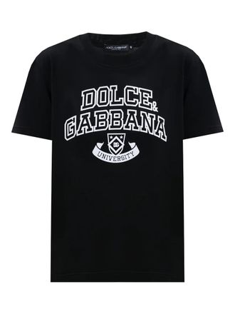 Dolce & Gabbana Black T -Shirt mit kontrastierendem Logo
