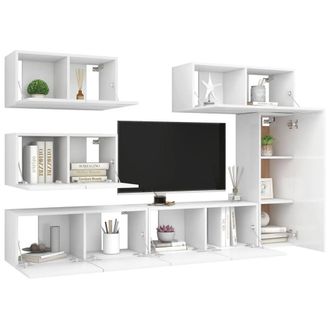 Berkfield Home Modern 6 Piece TV Cabinet Set White Engineered Wood