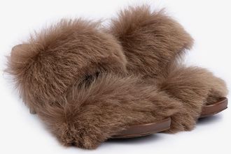 Pedro Garcia Double band churra in brown fur sandal | Cissy | Fall winter 26 |