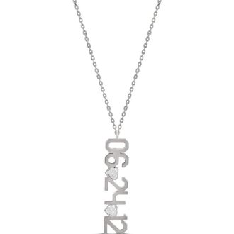 SHYMI Fancy Cubic Zirconia Heart Date Pendant Necklace in Silver at Nordstrom