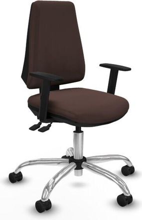 Piqueras y Crespo Piqueras Y Crespo - Elche As Similpiel Marr&oacute;n Oscuro Brazos 1d Base Cromada Ruedas Nailon 65mm