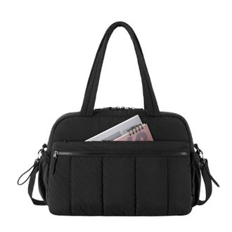 Generic Travel Duffel Bag Lightweight Tote Sport Shoulder Gym Luggage,Compatible For Women Weekender with Waterproof Multi Pocket(Black)