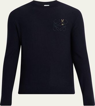 Loewe Mens Futurist Cat Anagram Wool Crewneck Sweater