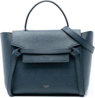 Celine Borsa a tracolla micro in pelle di vitello pieno fiore 2018 - Blu