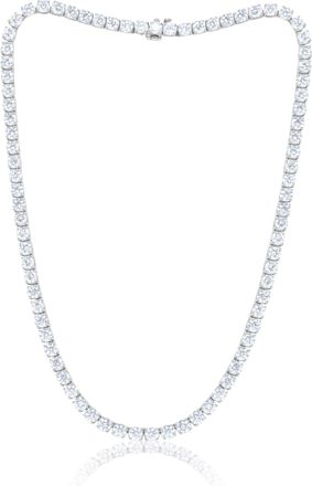 Diana M. Jewels 14kt white gold lab ground round diamond tennis necklace weighing 27.00 cts tw in a four prong setting