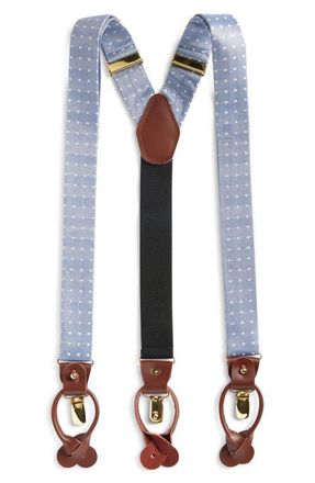 Clifton Wilson Light Blue Polka Dot Silk Suspenders at Nordstrom