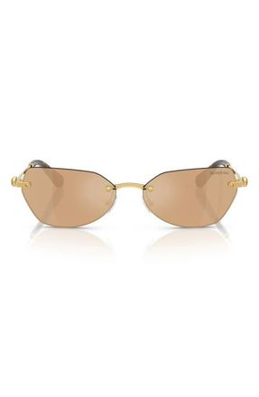 Swarovski 58mm Mirrored Irregular Sunglasses in Gold /Brown Mirror Rose Gold at Nordstrom