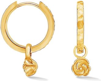 Dower & Hall Hammered Wild Rose Hoops