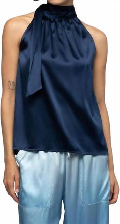 Max & Moi Taymee Silk Sleeveless Top In Marine