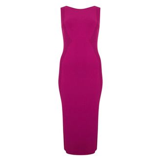 Alberta Ferretti Fitted Midi Dress - Dames - Casual kleedjes - Roze - S - Leer - Kleedjes