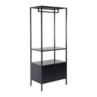 Sweeek Mueble de entrada, perchero de metal con armario y 2 cajones, negro