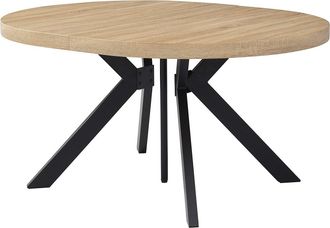 Vente-Unique Mesa de comedor extensible 6 a 12 comensales de MDF y acero - Natural claro y negro - KOMONI