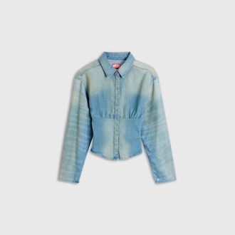 Diesel Denim shirt with sectioned design - Denim Shirts - Woman - Blue