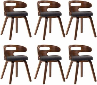 vidaXL Sillas De Comedor 6 Pcs Madera Curva Y Tela Gris Oscuro