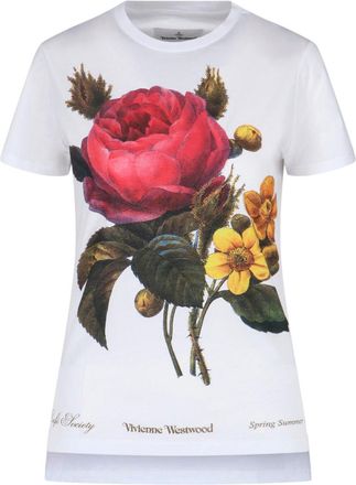 Vivienne Westwood White Floral Print Cotton T-Shirt
