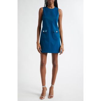 Cinq &agrave; Sept Mia Embossed Faux Leather Sleeveless Minidress in Ink Blue at Nordstrom Rack, Size 10