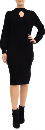 Nina Leonard Mock Neck Cutout Sweater Dress in Black at Nordstrom Rack, Size X-Large