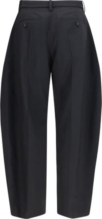 sacai Mens Wool Tailored Pants With Belt Black Polyester; Cupro Trousers