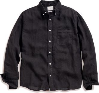 Billy Reid Tuscumbia Linen Button-Down Shirt in Black at Nordstrom, Size X-Large