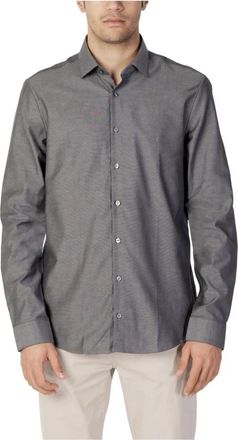 Calvin Klein Grijs Gem&ecirc;leerd Casual Overhemd - Heren - Casual Overhemden - Grijs - 2XL - Leer - Overhemden