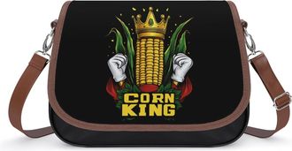 Generic Corn And The King Crossbody Bag Womens Handbag PU Message Bags Shoulder Purse with Adjustable Strap
