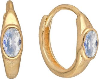 Tiramisu 14K Plated 0.60 Ct. Tw. Rainbow Moonstone Huggie Earrings